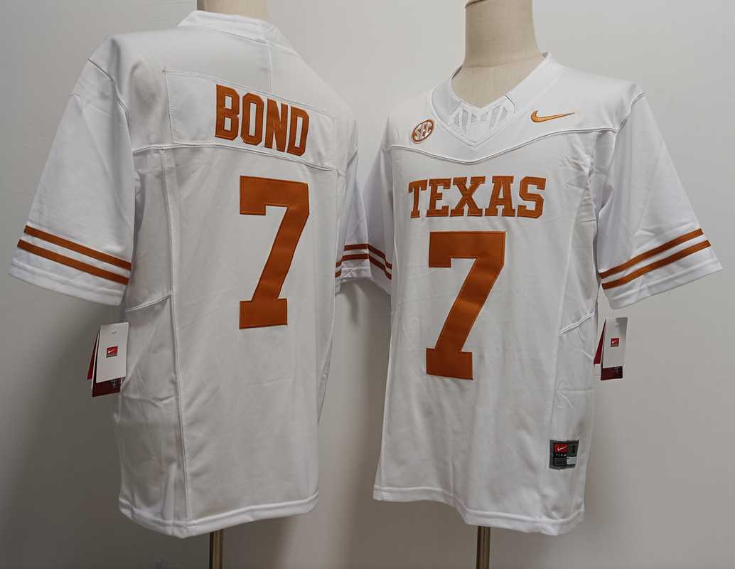 Mens Texas Longhorns #7 Isaiah Bond White FUSE Stitched Jersey